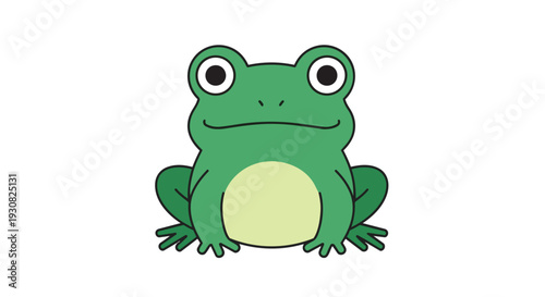 A charming and simplified illustration of a friendly green frog, perfect for educational materials and children's content showcasing its distinct