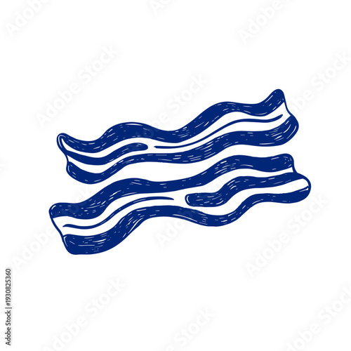 Strips of bacon in a hand-drawn style on a white background  