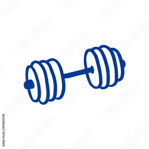 Blue dumbbell illustration in simple line art style  