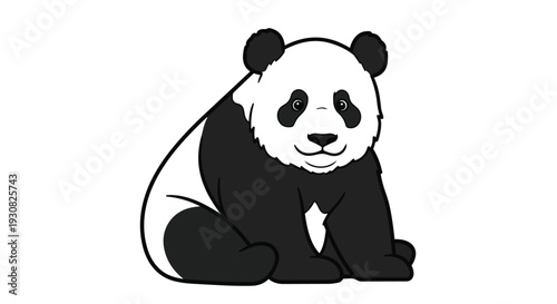 Whimsical Panda Illustration Adorable Black and White Creature with Friendly Demeanor on Clean Background