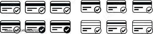 Set of ten identical icons depicting a computer monitor with a checkmark