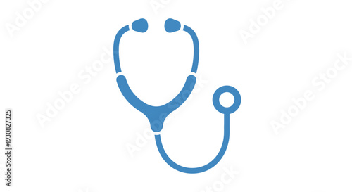 A simple, clean, blue icon of a stethoscope, representing medical care and health.
