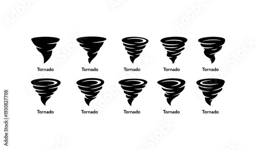 Collection of tornado icons in different styles