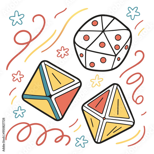 Fantasy Dice Illustration with Bright Colors Vector

