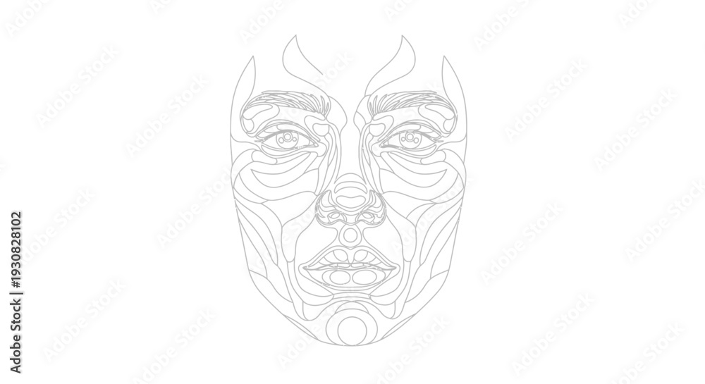 Obraz premium Facial Structure Anatomy Line Drawing.