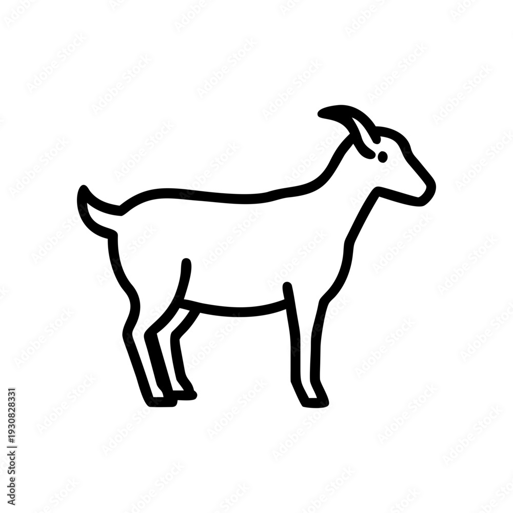 Fototapeta premium Simple line drawing of a goat standing on all fours