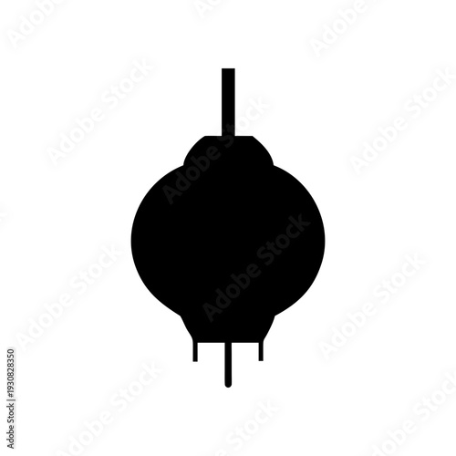 Black silhouette of a mushroom with a stem and two prongs at the base