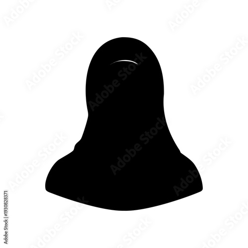 Silhouette of a person wearing a traditional hijab head covering