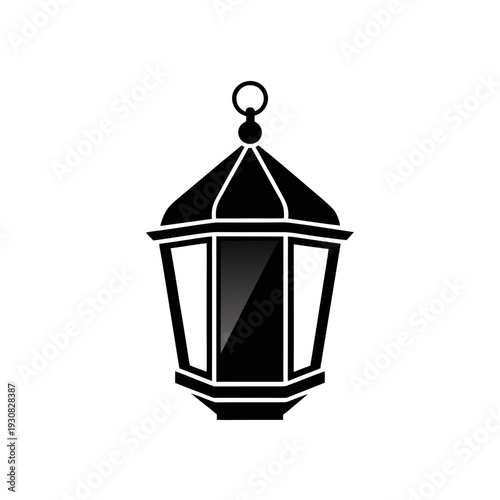 Elegant black and white vintage street lantern design with intricate details