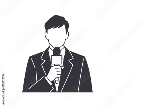 Businessman Holding Microphone in Suit