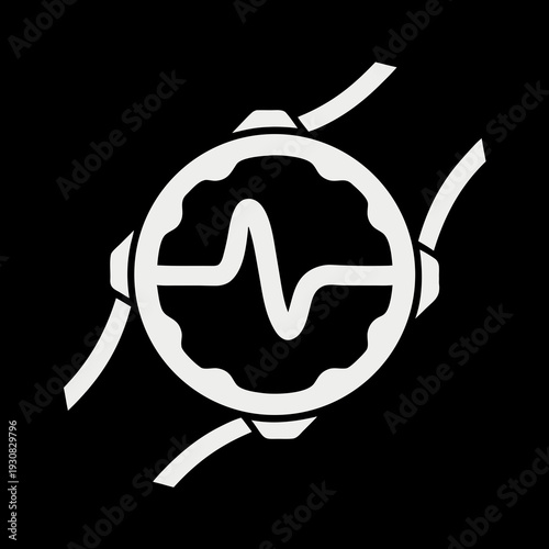 A white icon of a brain with an ekg reading on it