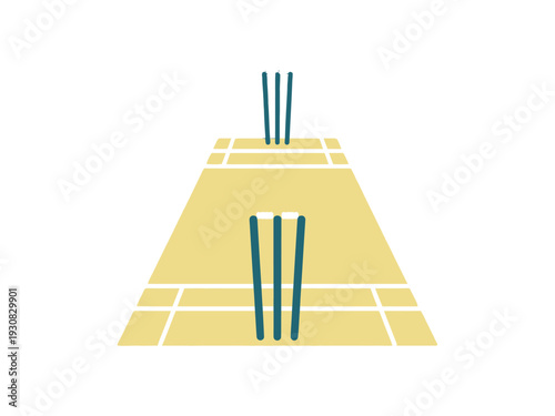 Cricket Pitch with Wickets Illustration