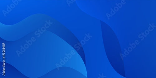 Abstract Blue Wavy Background with Fluid Monochromatic Shapes for Header and Footer