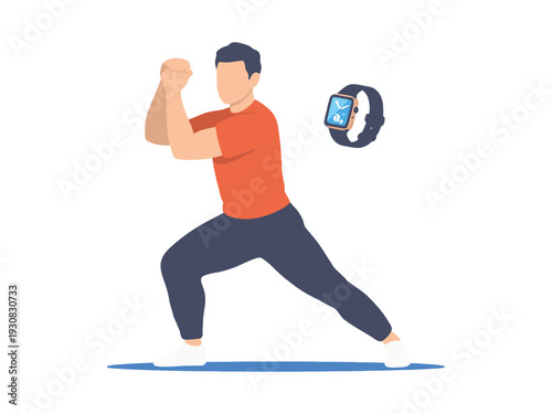 Man Exercising with Fitness Watch