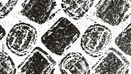 Ancient coin pattern background vintage currency texture with weathered stamped metal tokens