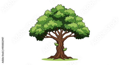 Green Tree with Brown Trunk Illustration.