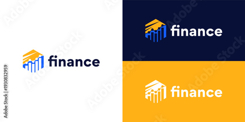 Financial Growth Icon with Abstract Bar Chart and Text Element for Business and Finance Industries