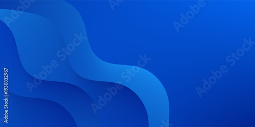 Abstract Blue Wavy Background with Fluid Monochromatic Shapes for Header and Footer