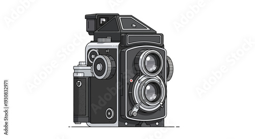 Vintage Camera Illustration Detailed View.