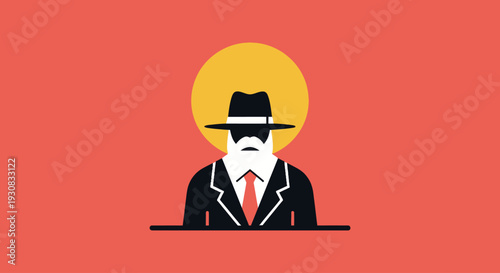 Mysterious Man in Hat and Suit with Full Beard.