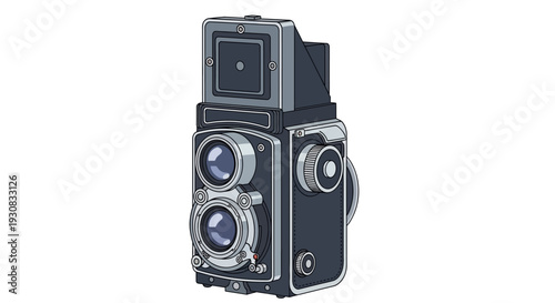 Vintage Twin Lens Reflex Camera with Classic Design.