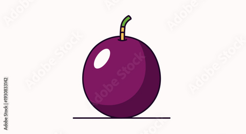 Purple Fruit or Berry Isolated on White.