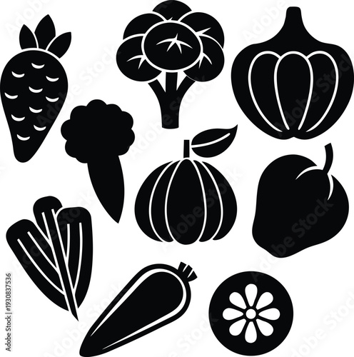 Vegetables icons set vector illustration 