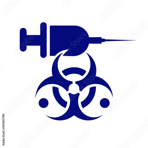Biohazard symbol with a syringe on top