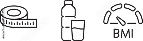 Health and Fitness Icons Measuring Tape Water and BMI Keywords: health, fitness, icon