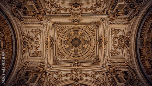 Intricate Designs on the Ceiling of a Historic Building in a City During Dayl...
