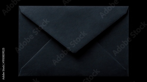Dark textured envelope closeup with layered corners on black backdrop