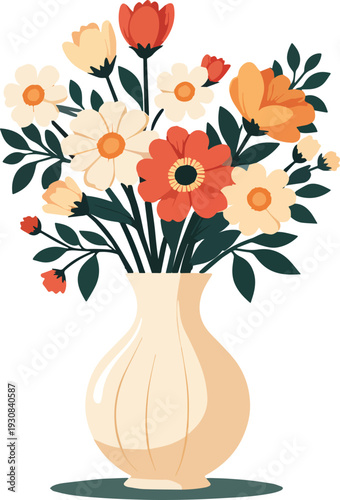 vaso di fiori misti vettoriale 