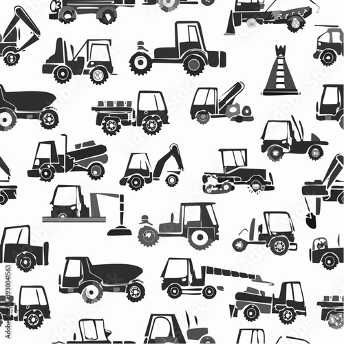 Collection of various construction vehicles and equipment icons.