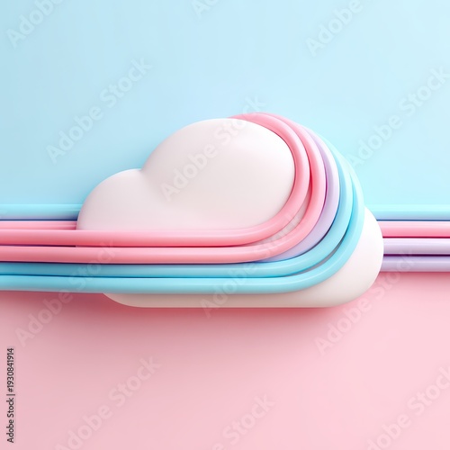 Wallpaper Mural Pastel cloud sculpture with layered tubes against soft blue and pink background Torontodigital.ca