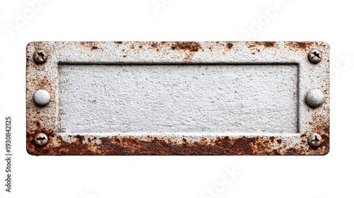 Wallpaper Mural Weathered Rusty Metal Plate Frame Emphasizing Industrial Texture and Screws Torontodigital.ca