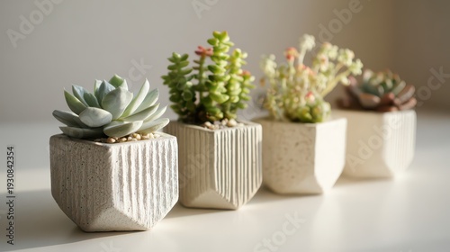 Wallpaper Mural Minimalist succulent arrangement in geometric ceramic pots for modern home decor Torontodigital.ca