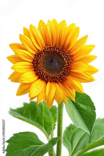 Wallpaper Mural Vibrant sunflower blossom with bright yellow petals and green leaves in studio Torontodigital.ca