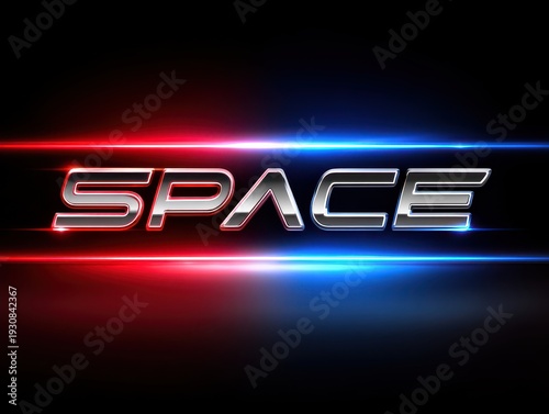 Wallpaper Mural Futuristic Neon Space Typography Artwork Featuring Red Blue Light Streaks in Darkness Torontodigital.ca