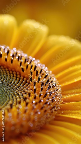 Wallpaper Mural Macro close-up of sunflower center with vibrant yellow petals and seeds Torontodigital.ca