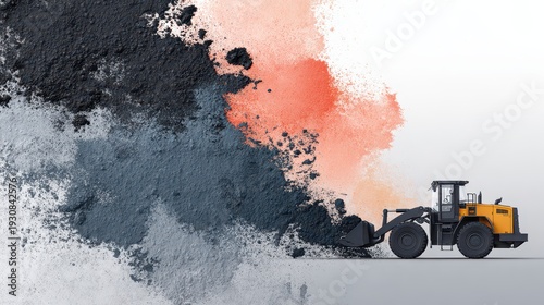 Wallpaper Mural Industrial Wheel Loader in Action Creating Dramatic Color Splash Effect Torontodigital.ca