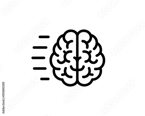 Brain with speed lines symbolizing fast thinking and intelligence