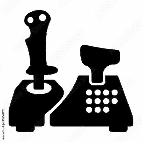 Minimalist Flight Simulator Joystick and Throttle Silhouette Icon Graphic
