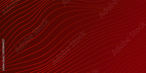 Abstract red gradient background with flowing wavy contour lines, glowing curved line patterns, futuristic abstract style