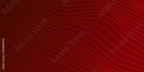 Abstract red gradient background with flowing wavy contour lines, glowing curved line patterns, dynamic motion feel