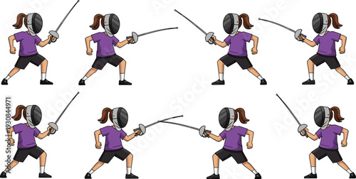 Fencer Young Woman Sport Action Competitive Digital Art