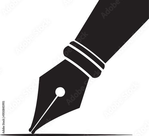 Black fountain pen nib a thick black line on a white background also transparent background writing