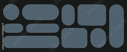 Transparent glass buttons, white clear banners. Futuristic interface templates for web design