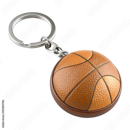 Basketball keychain isolated on transparent background