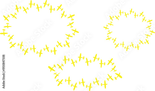 Air Traffic Illustration with Multiple Airplanes, set of airplanes flying in different directions