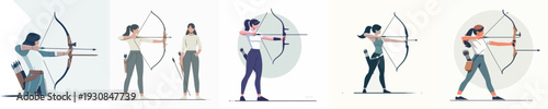 Vector Illustration of an Athlete Practicing Archery
